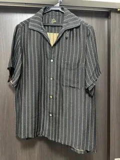【Needles】 総柄 半袖 オープンカラーシャツ ブラック