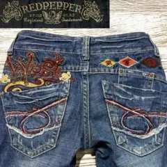 刺繍RED PEPPER ブーツカット デニム ゴールド ラベル Y2K