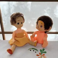 昭和レトロ 当時物 人形2体セット モンチッチ セキグチ 女の子人形 ソフビ