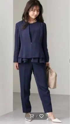 フォーマル3点セットスーツ（ジャケット+ペプラムブラウス+テーパードパンツ）