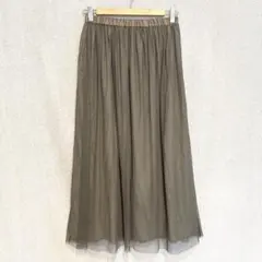 美品✦リバーシブルフレアスカートF カーキチュール ウエストゴム
