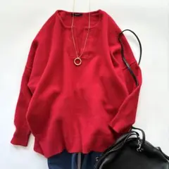 ジャーナルスタンダード カシミヤ混 カフタンプルオーバーニット キーネック 赤