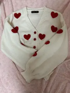 ハート刺繍 ニットセーター