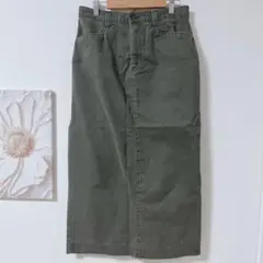 Lee CASUALS　タイトロングスカート　デニム風　スリット入り　黒グレー