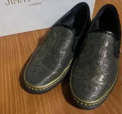 JIMMY CHOO ブラック/ゴールド スリッポン