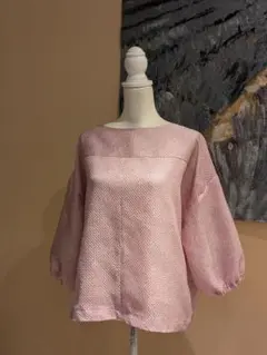 正絹　未使用着物　総絞り　小紋　着物リメイク　七分袖　プルオーバー