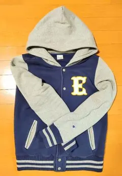 Champion フード付きスタジャン M ネイビー/グレー