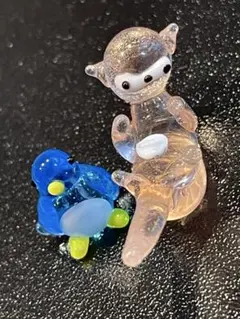 ガラス細工　2点　ラッコ/ペンギン　動物　ガラス工芸　ミニチュア