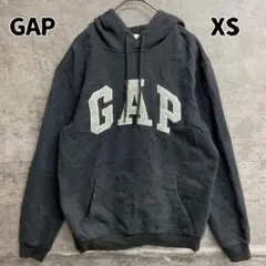 ギャップ フーディパーカー プルオーバー XS 黒 プリント 裏起毛【9260