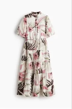 【人気商品】H&M コットン ロングワンピース ホワイト／フローラル XSサイズ