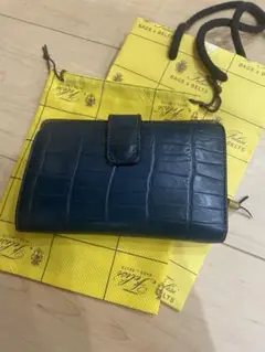 フェリージ　手帳型　クロコ型押し　ネイビー