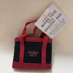 trader joe's micro tote エコバッグ 赤黒