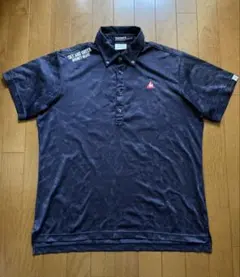 ルコックゴルフジャガード織り込み模様半袖ボタンダウンシャツLL