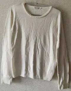 earth music&ecology アイボリー 長袖薄手ニット S