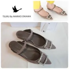 新品 ツルバイマリコオイカワ ビジュー ミュール 23.5