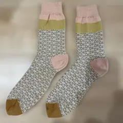 ツモリチサト　メンズソックス　ネコ柄　ピンク ベージュ