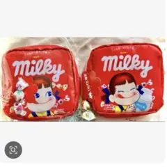 ミルキースクエアポーチ ミニチュアチャーム付 ペコちゃん タイトー限定2種セット