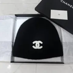 美品 CHANEL シャネル ツイード カシミヤ×シルク ニット帽 ビーニー