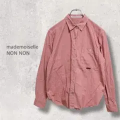 【マドモアゼルノンノン】チェック柄Yシャツ 長袖シャツ ロゴ入りトップス