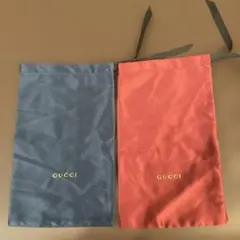【GUCCI 保存袋 2点セット】ネイビー×レッド 巾着 正規品 美品 小物入れのサムネイル