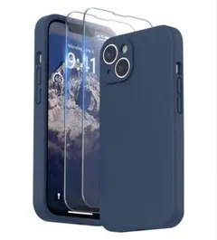 SURPHY iPhone14plusケース シリコン　専用ガラスフィルム2枚付