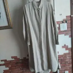ユニクロ リネンブレンドシャツワンピース ベージュ ロングシャツワンピース