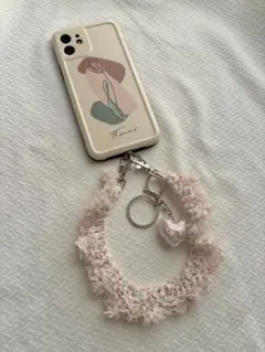 【pink】スマホストラップ　ハンドメイド　春　ハンドストラップ