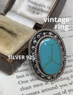 ヴィンテージ ターコイズ 925 リング 古着 レトロ Y2K HEAVY