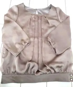 値下げ！グレージュ★シフォン ブラウス★袖シースルー