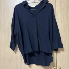 earth music&ecology ネイビー 五分袖シャツ