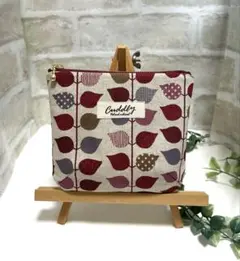 底タックのミニポーチ　P231 並びリーフ　赤系