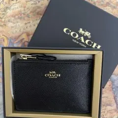 新品未使用COACHコーチ ミニスキニーIDケース コインケース 黒ブラック
