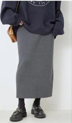 スピックアンドスパン　ラメリブニットタイトスカート