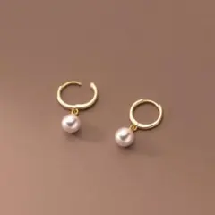 ピアス　k18 一粒 パール　フープ　サージカルステンレス ゴールド 結婚式