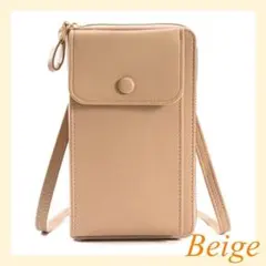 スマホショルダー　スマホポーチ ショルダーバッグ　ベージュ　財布　斜めがけ