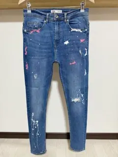 伸縮性強め 柔らかめ ZARA MAN ストライプ ストレッチ デニム