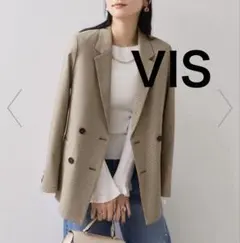 VIS【美easy】ウーリッシュダブルブレストテーラードジャケット【洗える】