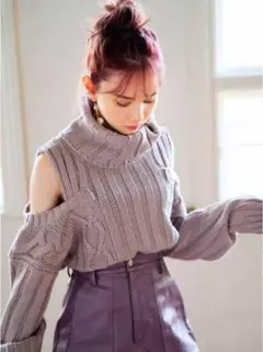 GRL オープンショルダーニットトップス