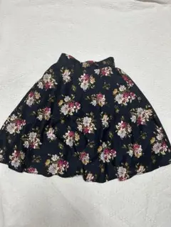 ロペピクニック　フラワープリント フレアスカート ネイビー
