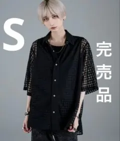 ADRER ルーズシルエットレース／シアーシャツ ブラック 千鳥ハウンドトゥース