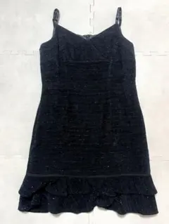 キャバクラ ドレス タイト フレア ツイード ラメ ワンホンブラック 黒