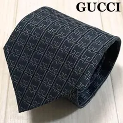 美品 GUCCI グッチ GG柄 ネクタイ イタリア製 シルク ブラック系 高級