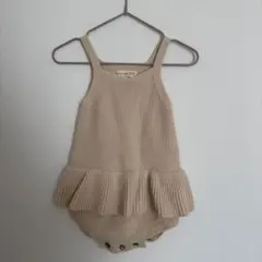 QUINCY MAE ニットフリルロンパース　80