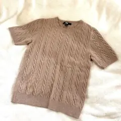 ユニクロ UNIQLO ケーブルクルーネックセーター 半袖 ベージュ M