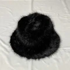 ZARA ザラ ファー バケット ハット 黒 ブラック Sサイズ