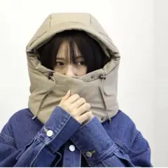 新品 タグ付 バラクラバ 防寒 フードマフラー アウトドア ネックマフラー モカ