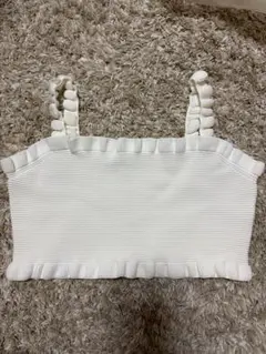 ZARA フリル付きホワイトキャミソール ビスチェ