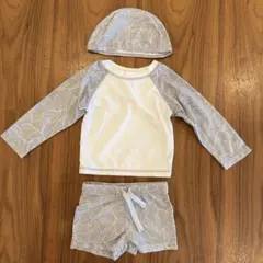 【超美品】ベビー水着上下＆帽子3点セット　ラッシュガード