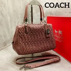 ✨美品✨ コーチ マディソン ギャザー 2WAYレザー ショルダーバッグ ピンク