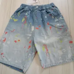 カラフルペイントデニムハーフパンツ